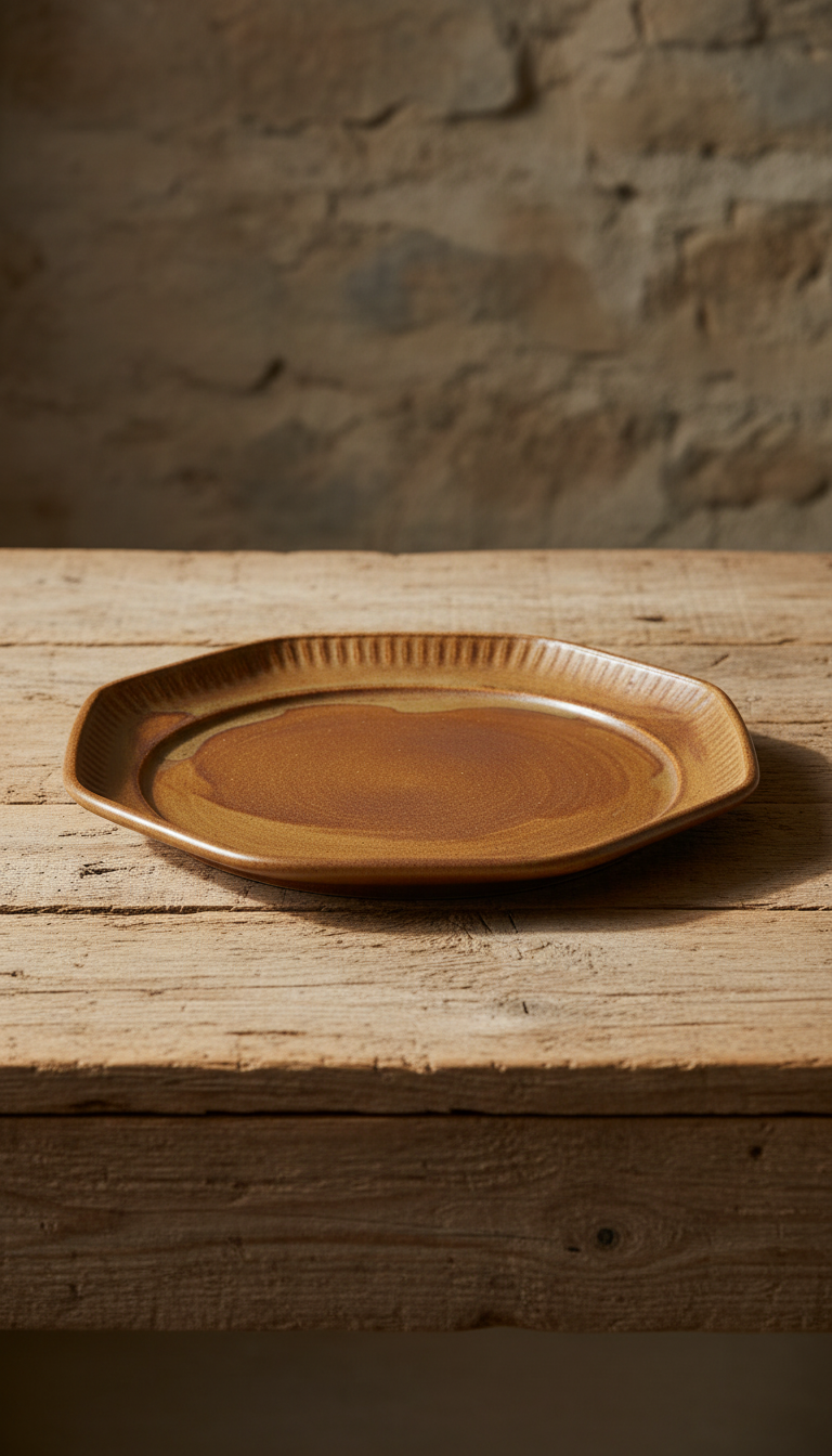 Heritage umber serving platter in a new setting