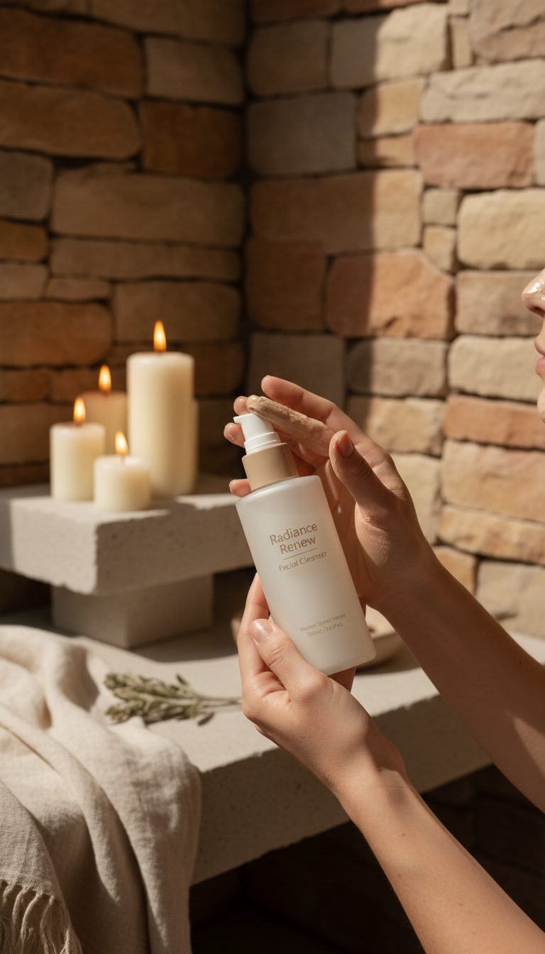 Radiance Renew Facial Cleanser in use