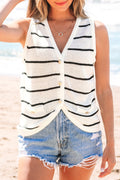 Nola Stripe Buttoned V Neck Vest