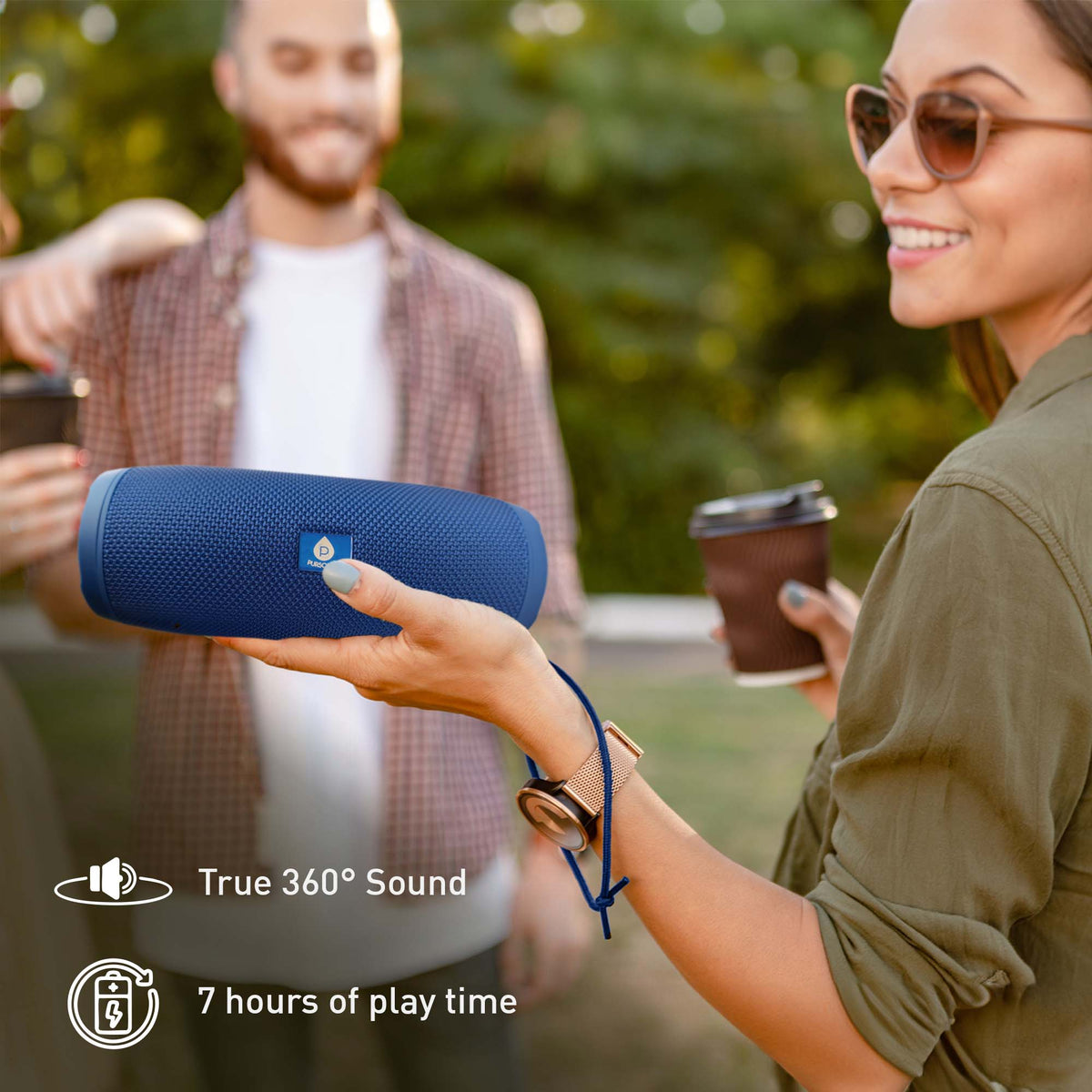 Pursonic Peak Wireless Speaker & Pursonic Waterproof Wireless Speaker Bundle – 360° Hi-Res Sound Anywhere, Anytime