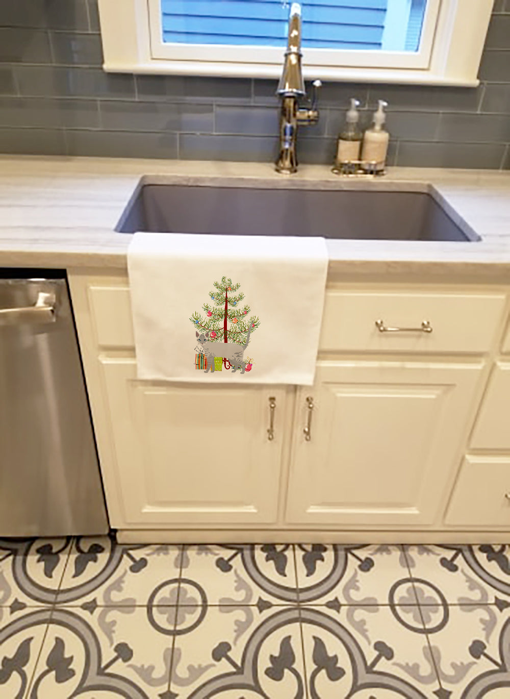 Ojos Azules Cat Christmas Kitchen Towel Set of 2