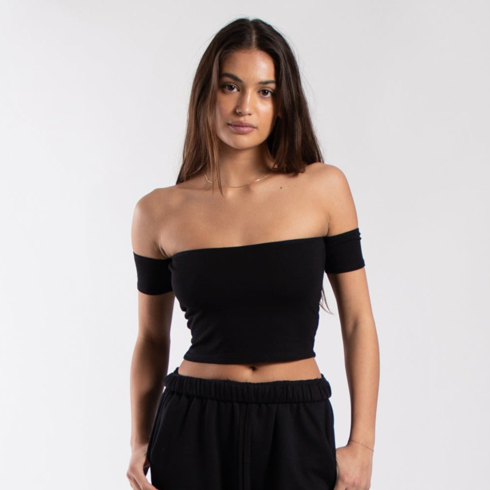 0891 - Women's Off Shoulder Cropped Tee