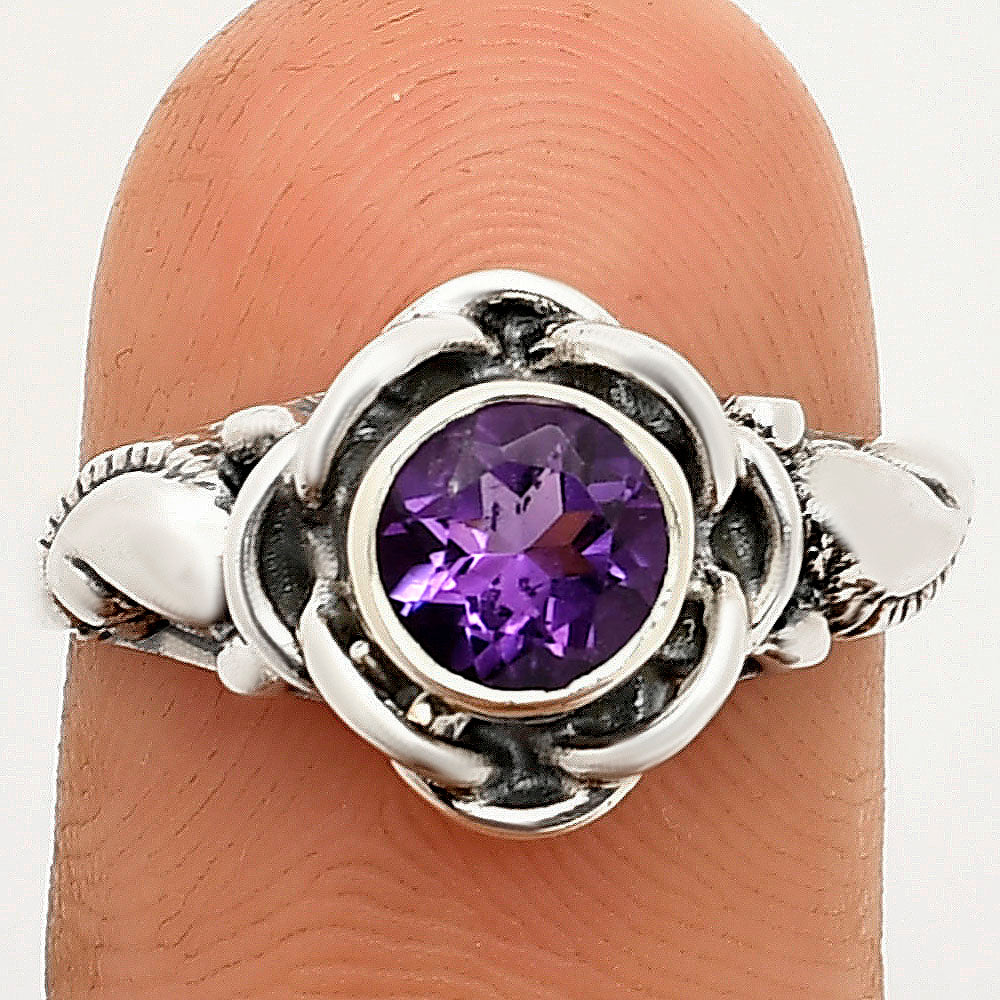 Boho Flower Design Natural Gemstone Ring Solid 925 Sterling Silver DGR1146 R-1395