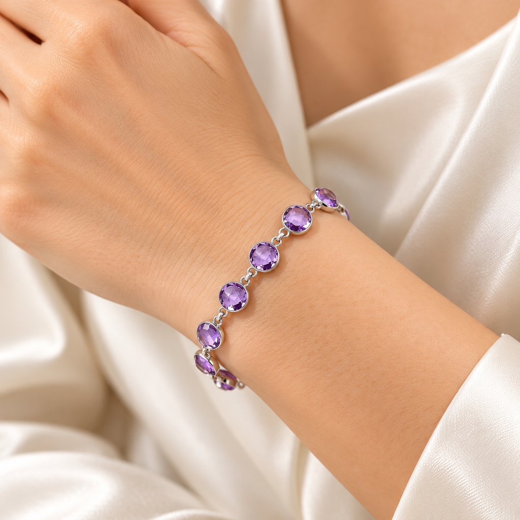 Amethyst Checker Briolette - Brazil Bracelet B-1001 SDB5023