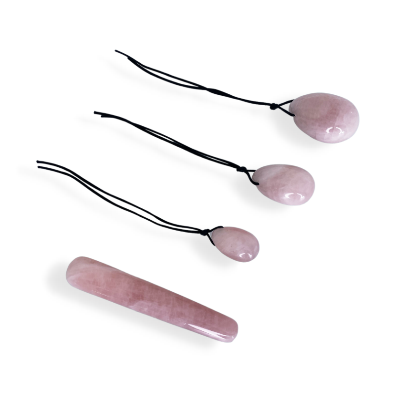 Harmonia- The Enlightenment Rose Quartz Egg Set and Clear Quartz Yoni Eggs