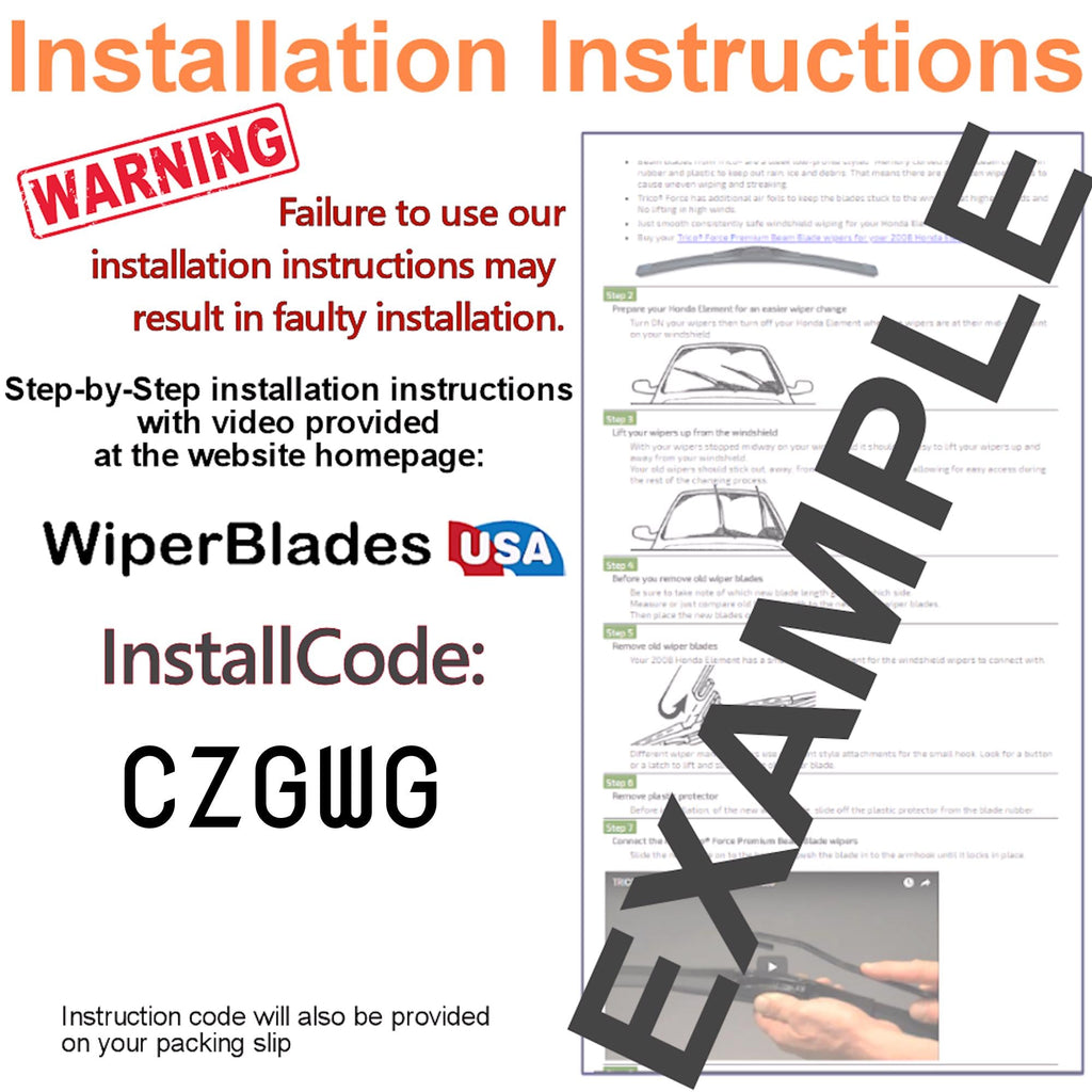 2016 Volkswagen Tiguan Wiper Blades w/1yr Wear Warranty (Set of 2) Wipers