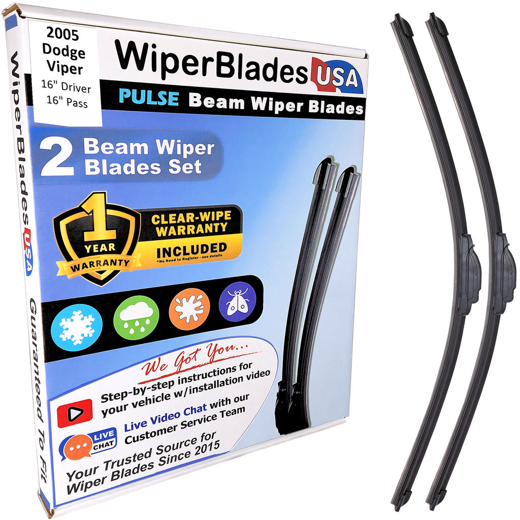 2005 Dodge Viper Wiper Blades Set w/1yr Warranty (Set of 2) Pulse Beam Wipers