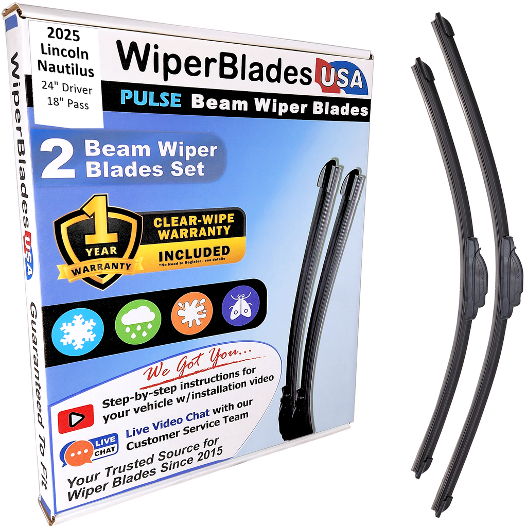 2025 Lincoln Nautilus Wiper Blades w/1yr Wear Warranty (Set of 2) Wipers