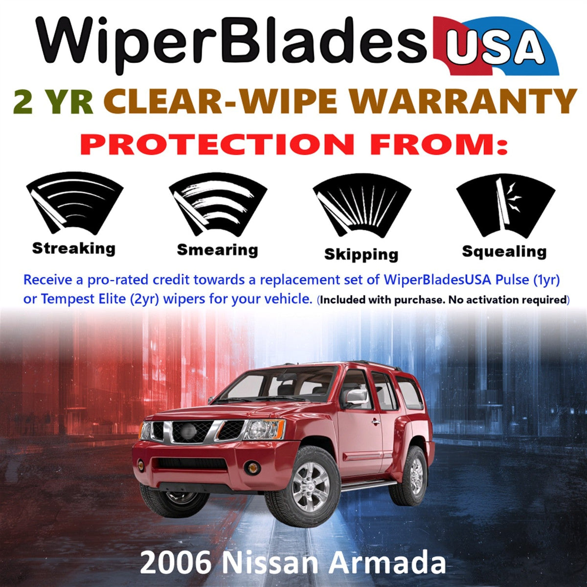 2006 Nissan Armada Wiper Blades w/2yr Wear Warranty (Set of 3) w/Rear Wipers