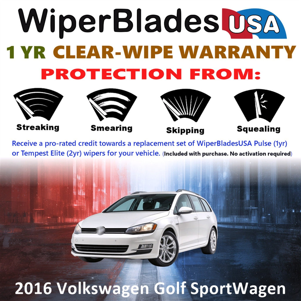 2016 Volkswagen Golf SportWagen Wiper Blades Set w/1yr Warranty (Set of 3) w/Rear