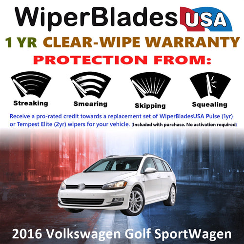 2016 Volkswagen Golf SportWagen Wiper Blades Set w/1yr Warranty (Set of 3) w/Rear