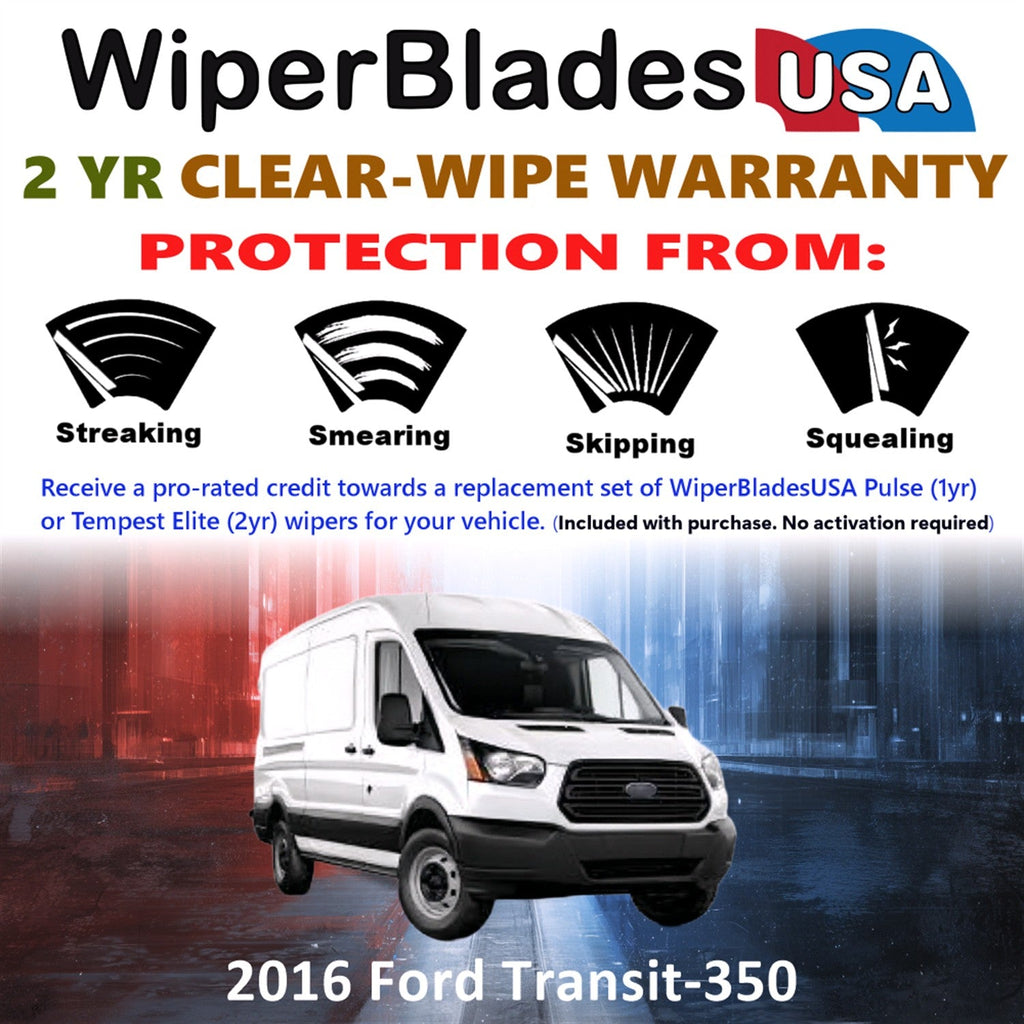 2016 Ford Transit-350 Wiper Blades w/2yr Wear Warranty (Set of 2) Beam Wipers