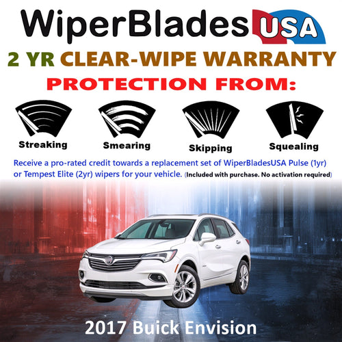 2017 Buick Envision Wiper Blades w/2yr Wear Warranty (Set of 2) Beam Wipers