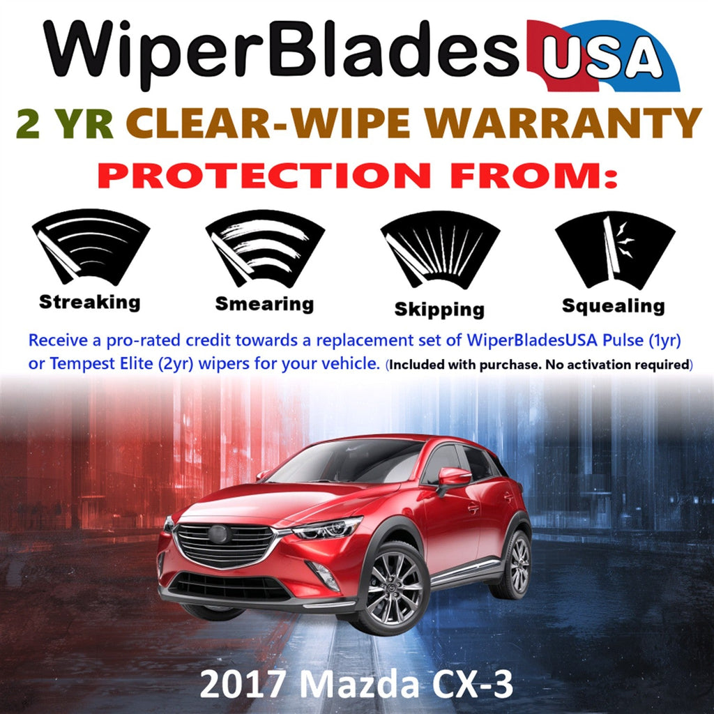 2017 Mazda CX-3 Wiper Blades w/2yr Wear Warranty (Set of 3) w/Rear Beam Wipers