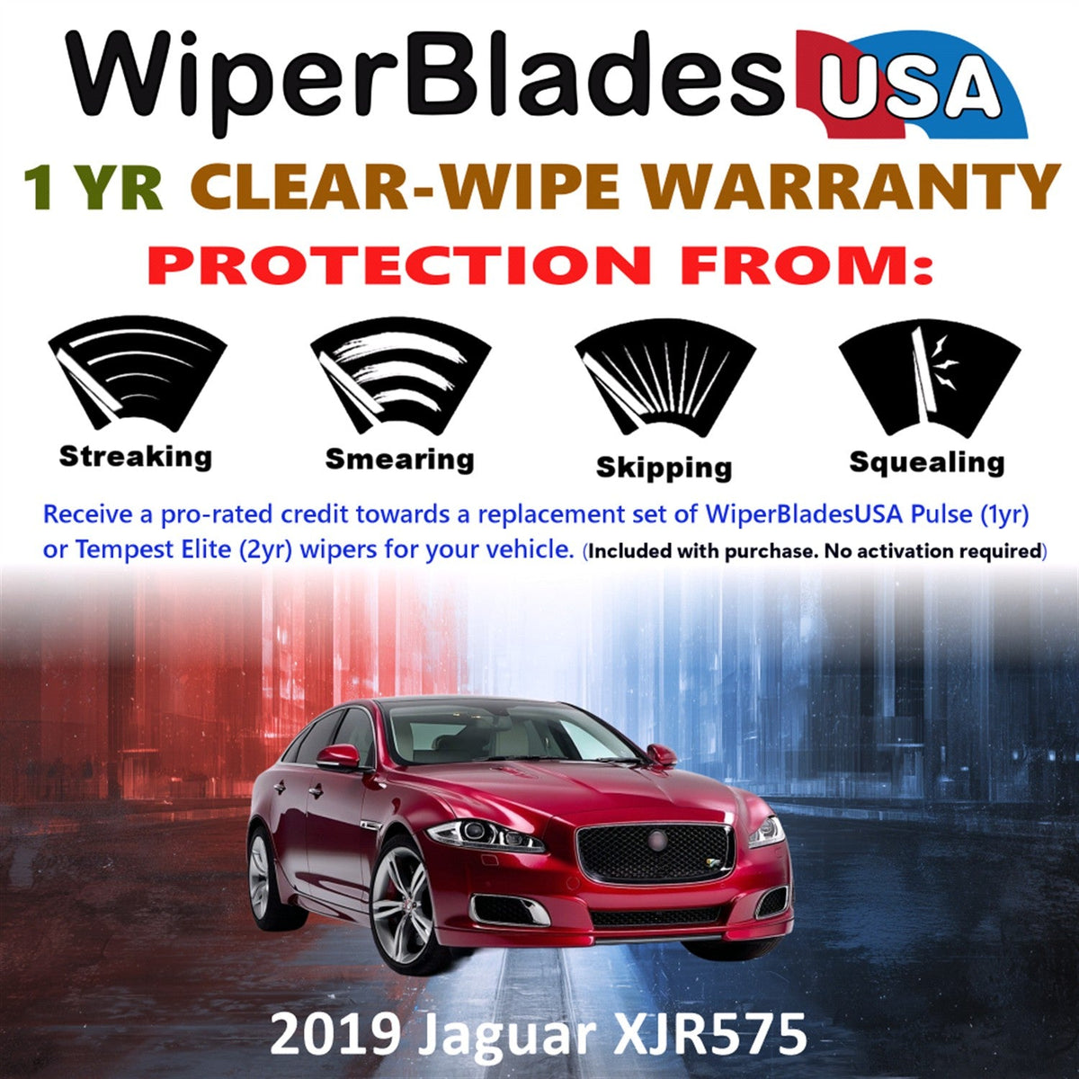 2019 Jaguar XJR575 Wiper Blades Set w/1yr Warranty (Set of 2) Pulse Beam Wipers