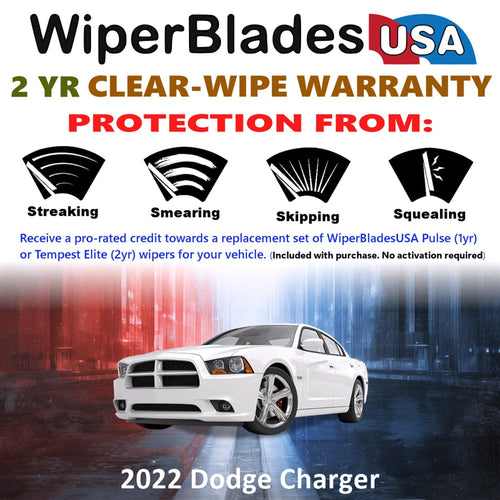 2022 Dodge Charger Wiper Blades Set w/2yr Wear Warranty (Set of 2) Tempest Elite