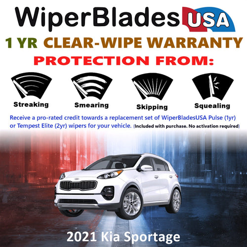 2021 Kia Sportage Wiper Blades Set w/1yr Warranty (Set of 2) Pulse Beam Wipers