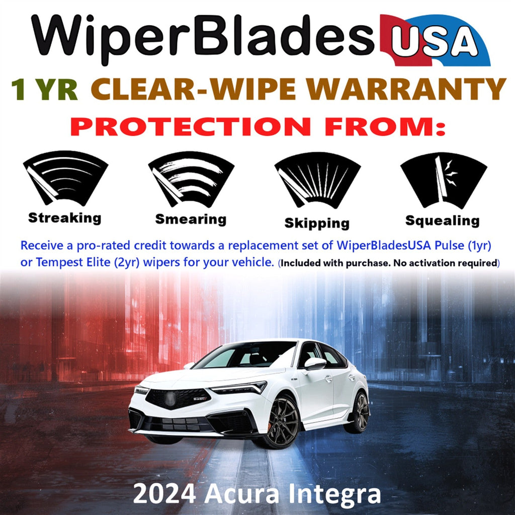 2024 Acura Integra Wiper Blades Set w/1yr Warranty (Set of 2) Pulse Beam Wipers