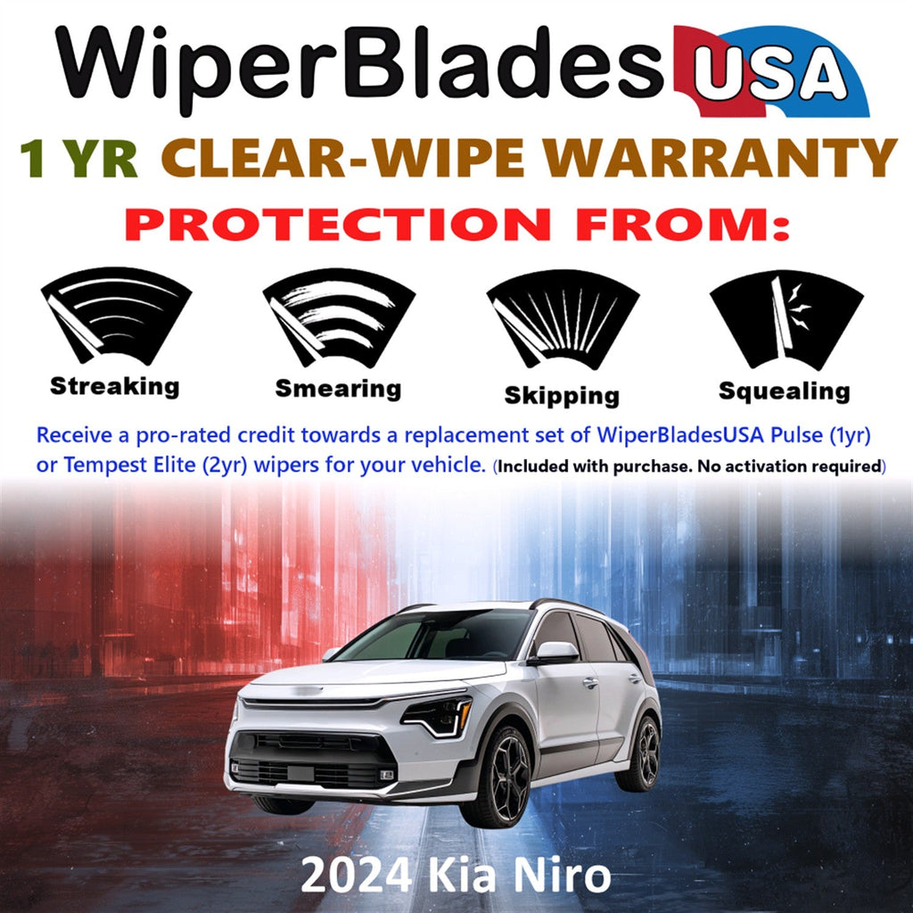 2024 Kia Niro Wiper Blades w/1yr Wear Warranty (Set of 3) w/Rear Wipers