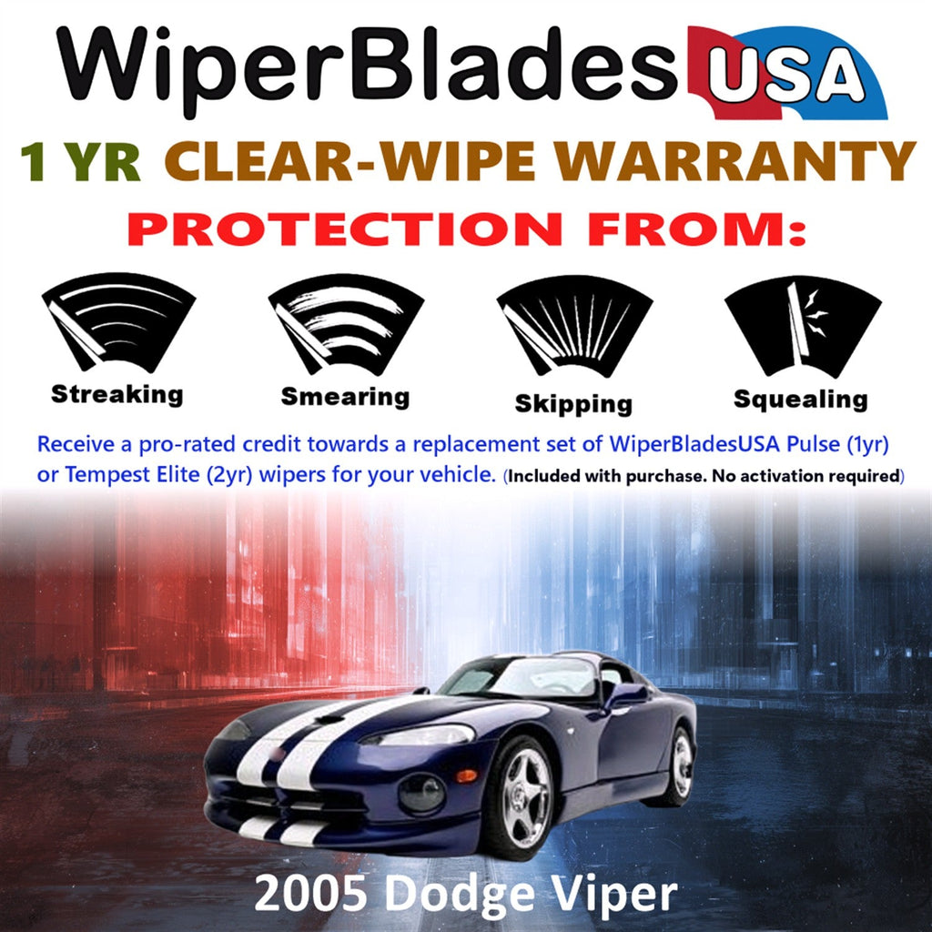 2005 Dodge Viper Wiper Blades Set w/1yr Warranty (Set of 2) Pulse Beam Wipers