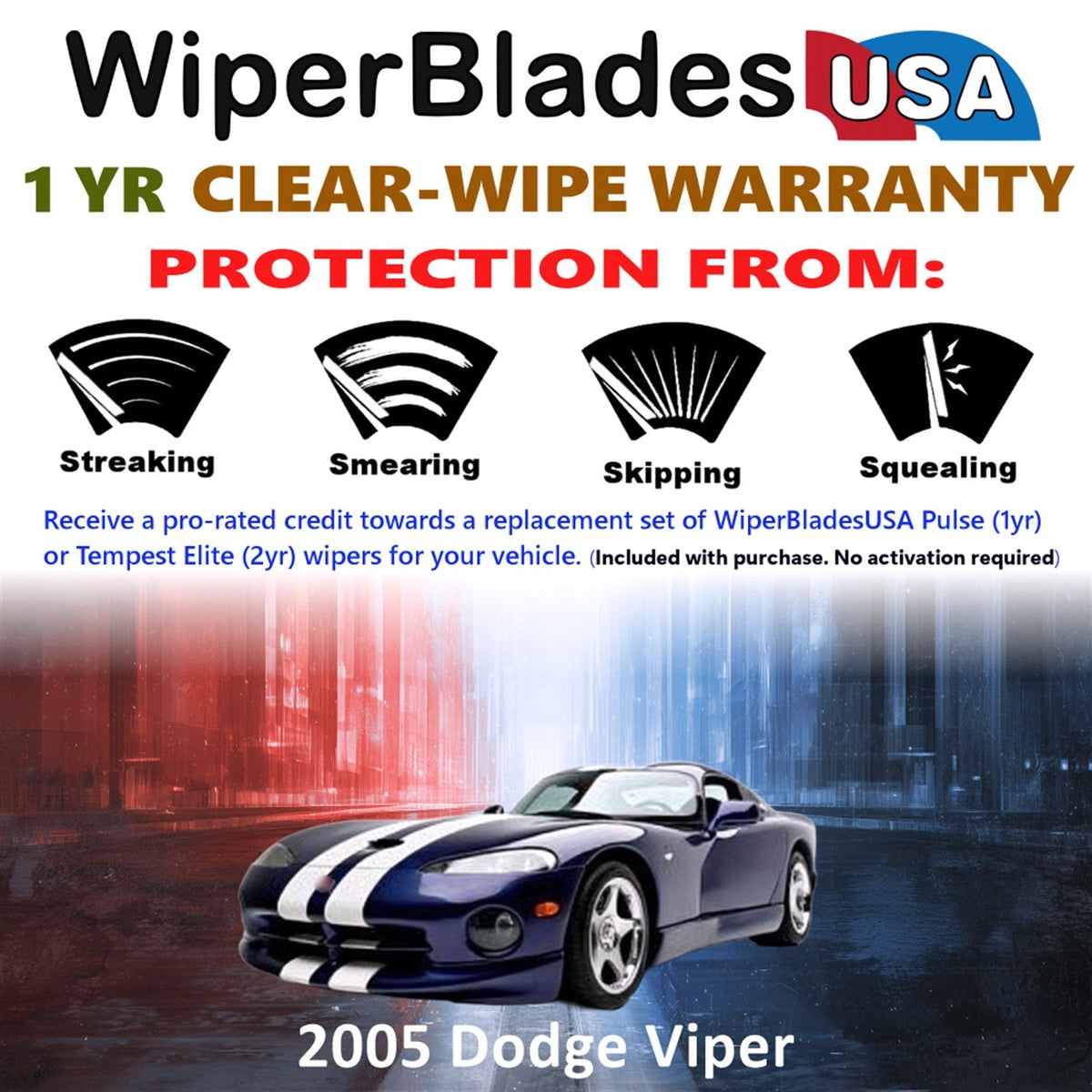 2005 Dodge Viper Wiper Blades Set w/1yr Warranty (Set of 2) Pulse Beam Wipers