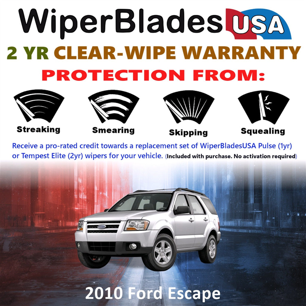 2010 Ford Escape Wiper Blades Set w/2yr Warranty (Set of 2) Tempest Elite Wipers