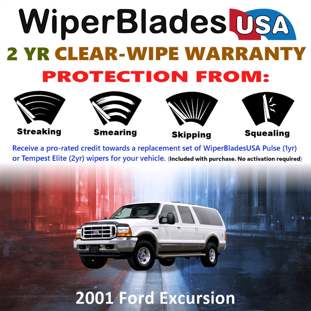 2001 Ford Excursion Wiper Blades w/2yr Wear Warranty (Set of 3) w/Rear Wipers