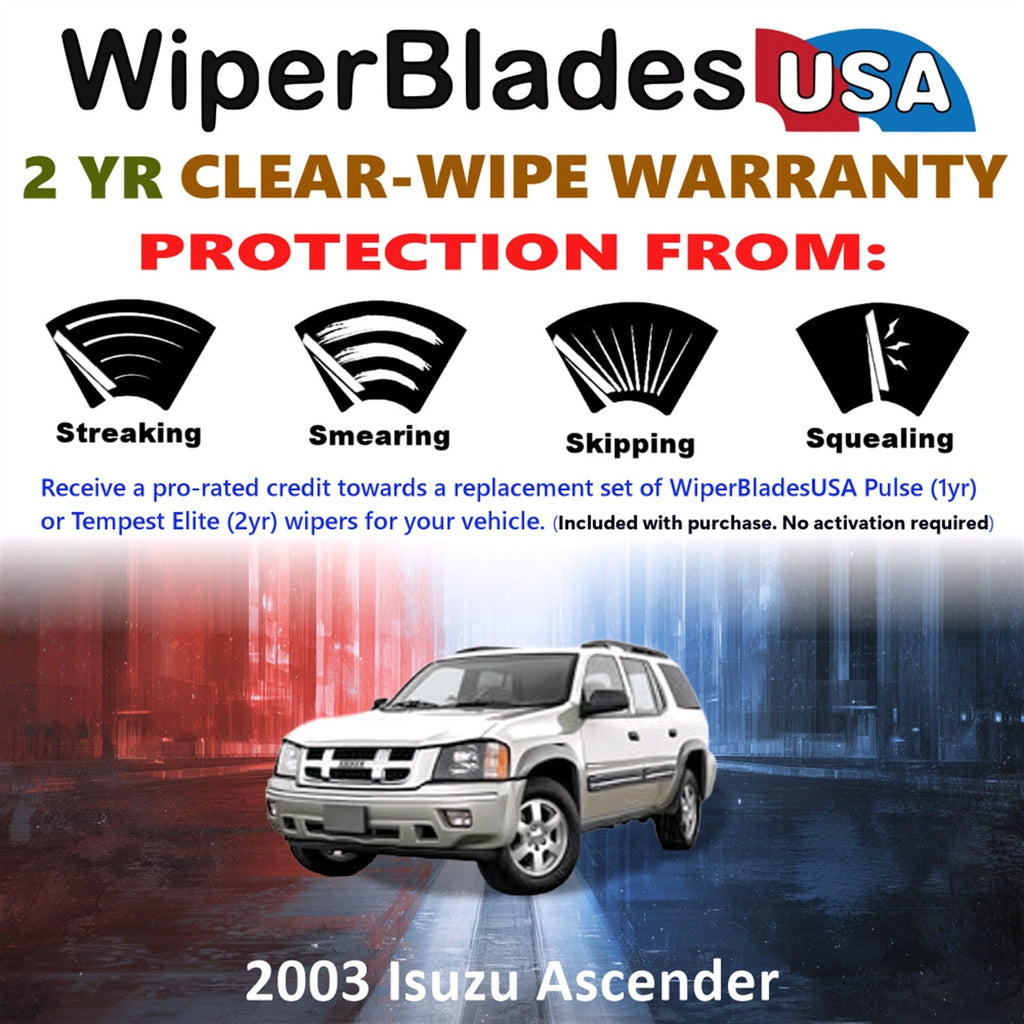 2003 Isuzu Ascender Wiper Blades w/2yr Wear Warranty (Set of 3) w/Rear Wipers