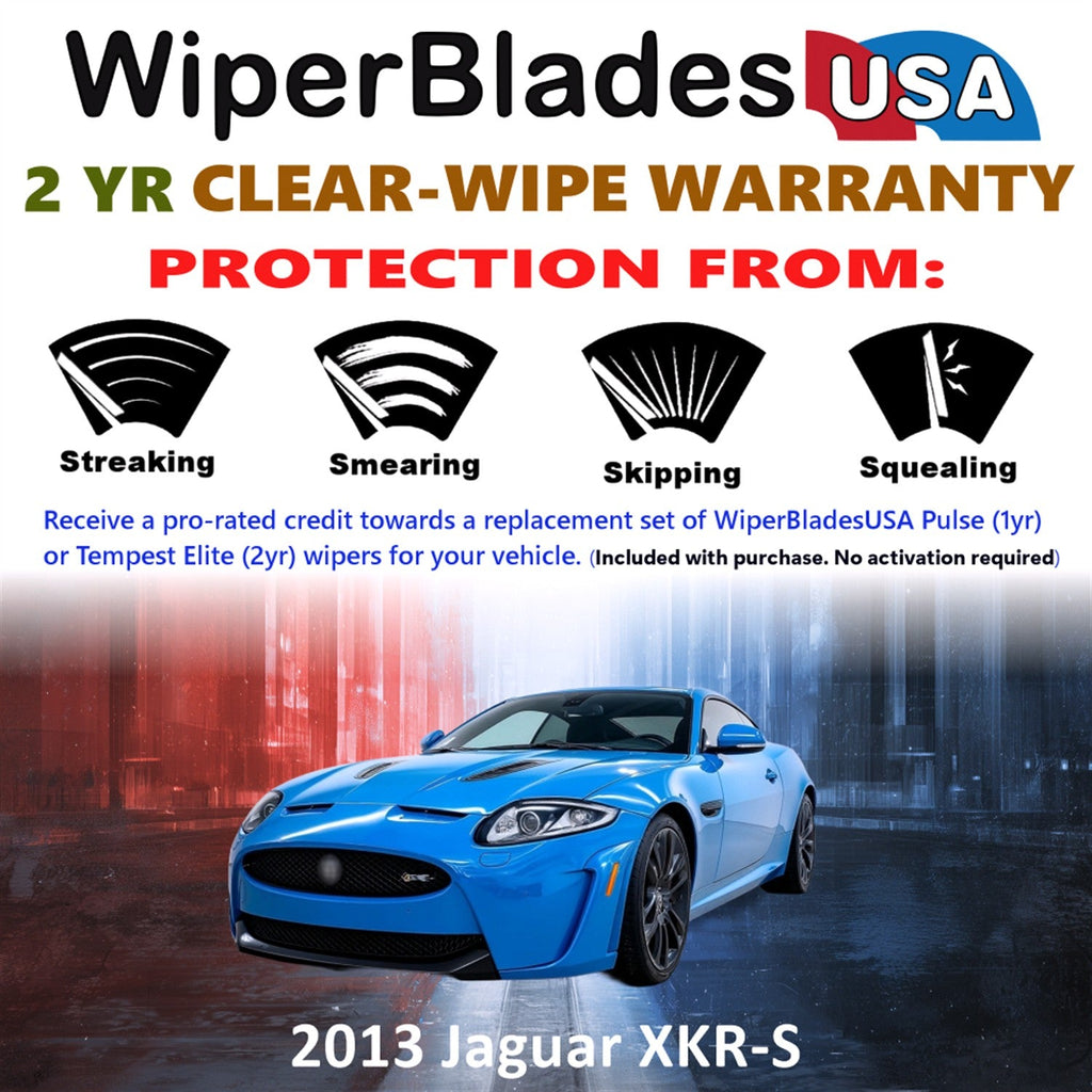 2013 Jaguar XKR-S Wiper Blades Set w/2yr Wear Warranty (Set of 2) Tempest Elite