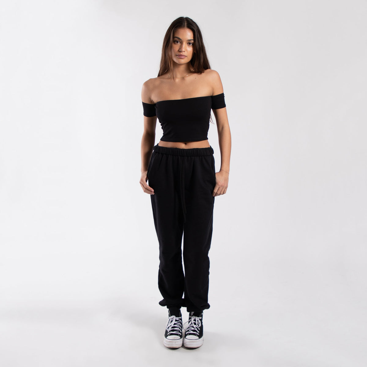 0891 - Women's Off Shoulder Cropped Tee