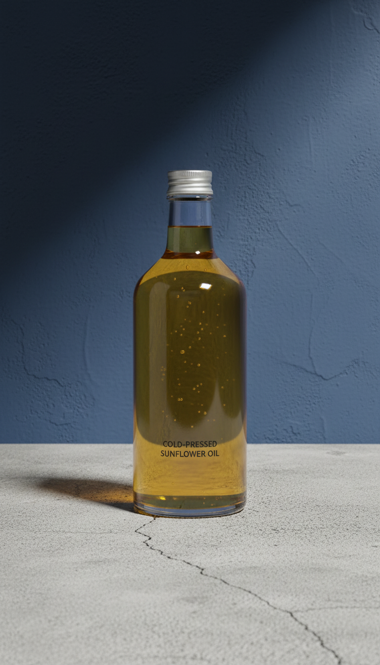 Cold-Pressed Sunflower Oil Bottle in a new setting