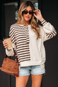 Ariana Stripe Stitched Oversized Sweatshirt