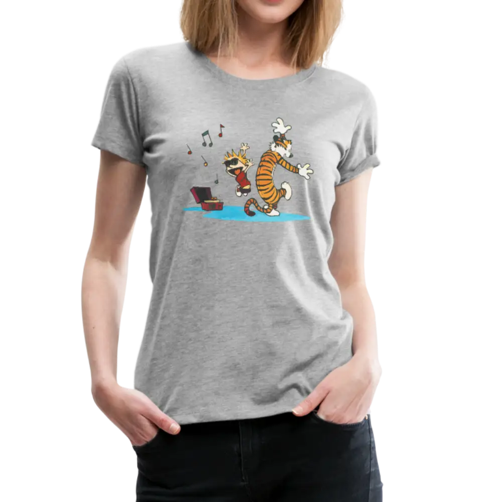 Calvin and Hobbes Dancing with Record Player t-shirt