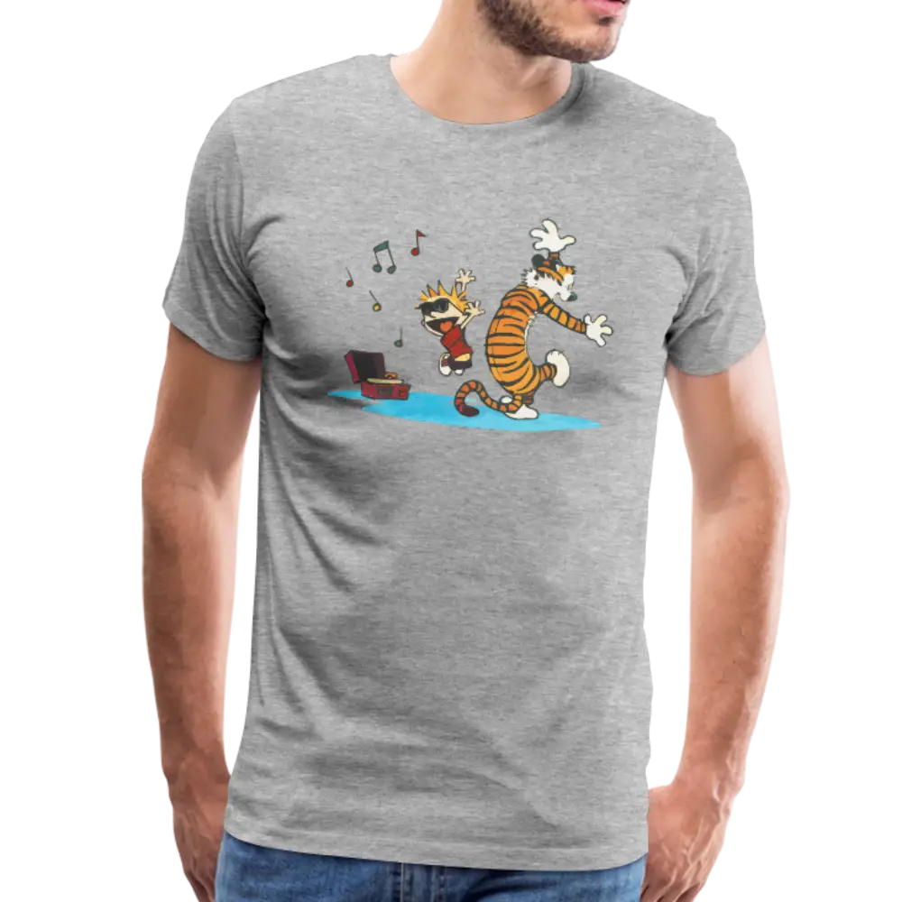 Calvin and Hobbes Dancing with Record Player t-shirt