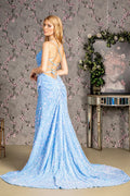 Dazzling Sequins Embellished Long Sheath Gown w/ Corset Bodice GLGL3322