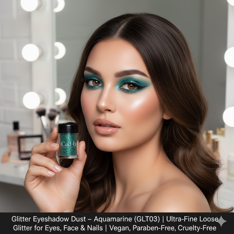 Glitter Eyeshadow Dust – Aquamarine (GLT03) | Ultra-Fine Loose Glitter for Eyes, Face & Nails | Vegan, Paraben-Free, Cruelty-Free