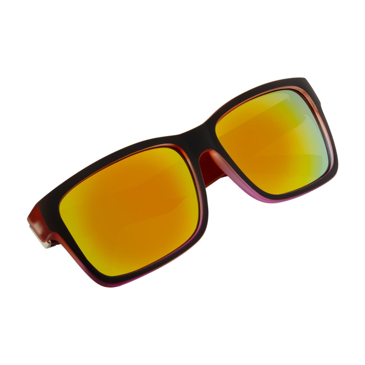 ENZO - Modern Square Sunglasses Black-Red Orange Mirror
