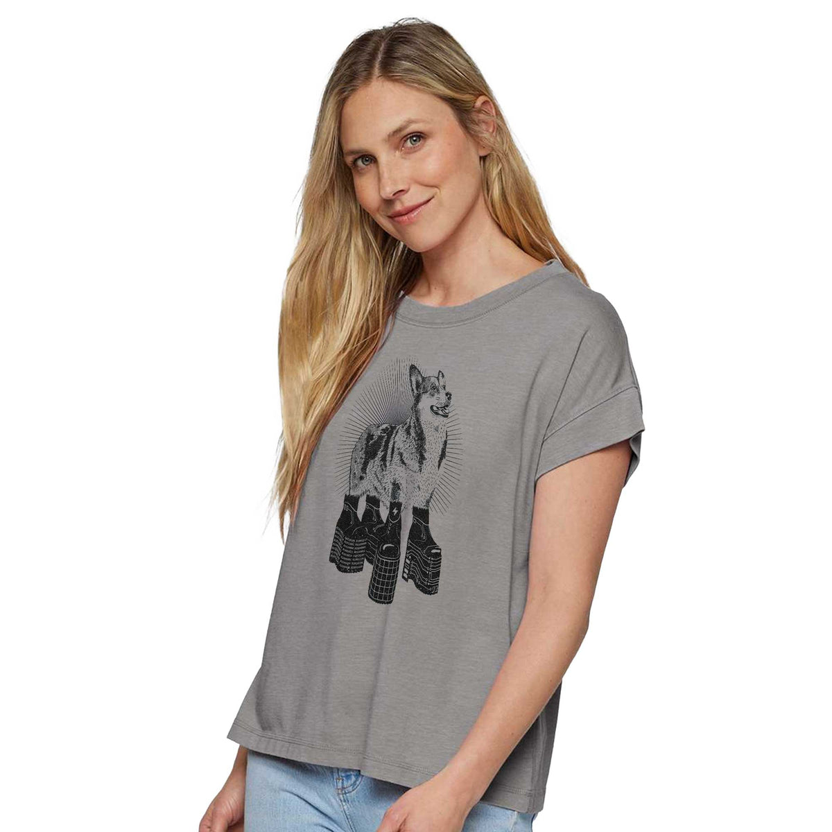 Platform Corgi Womens Deep Crewneck T-shirt